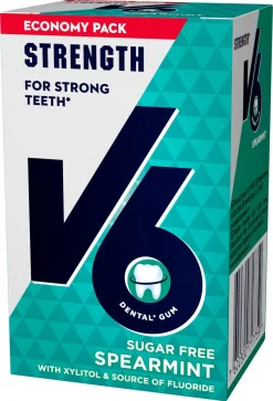 V6 Strong Teeth Spearmint tuggummi sockerfri, 70 g