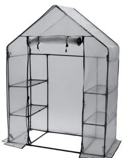 Växthus med 4 hyllor, plast, 1,43 x 0,73 x 1,95 m