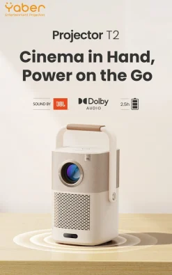 Yaber T2 Plus bärbar Full HD LCD projektor med NFC och JBL