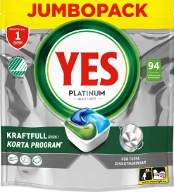 Yes Platinum All In One maskindiskmedel, 94-pack